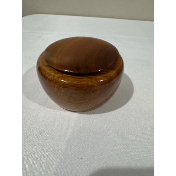 Myrtle Wood Turned Handmade Wooden Trinket Jewelry Bowl with Lid - Picture 5 of 5